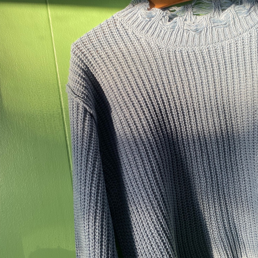 Cozy Blue Cowl Neck Sweater